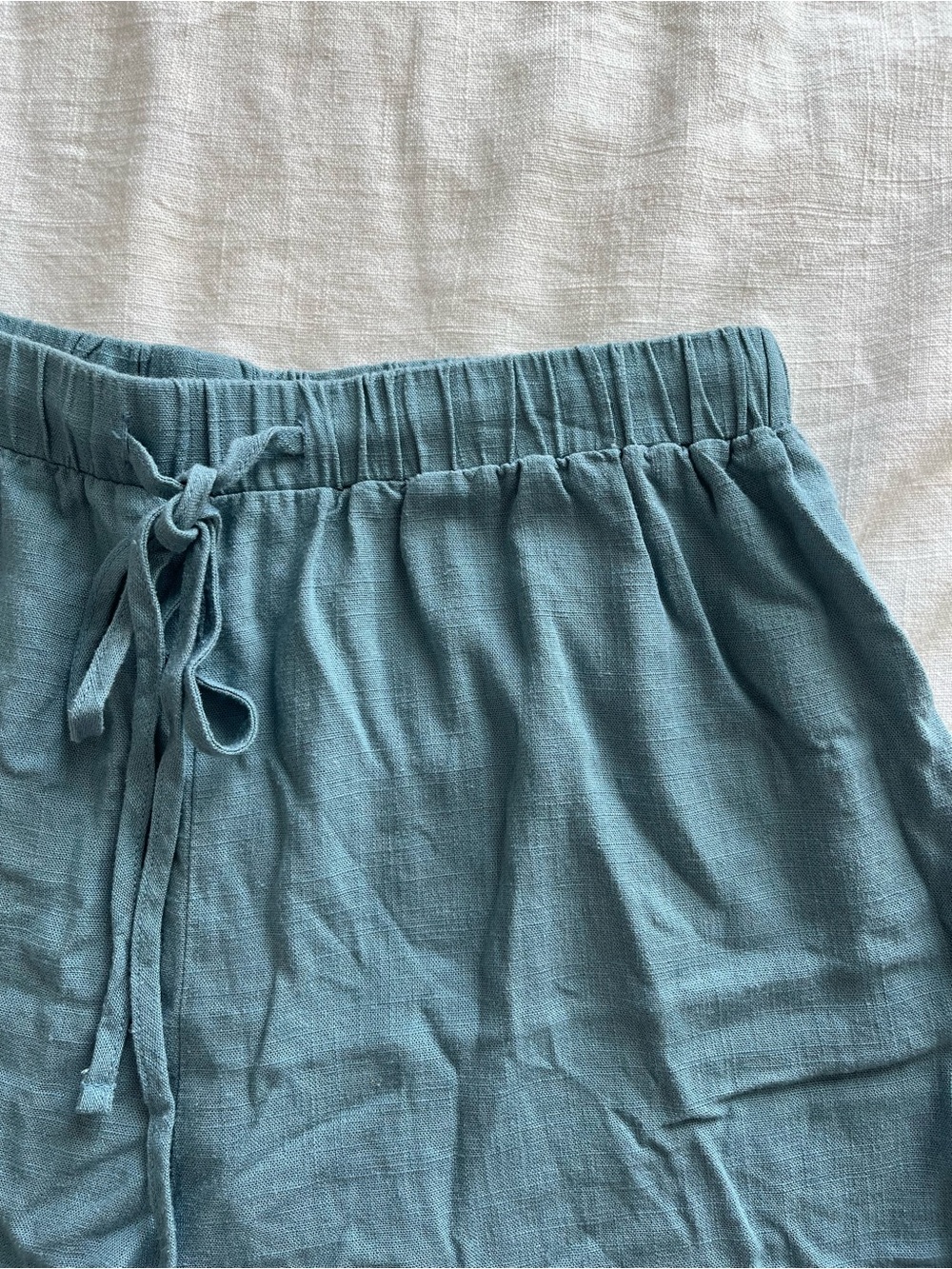 Dusty Blue Linen-Blend Button Up/Shorts Set Brand New